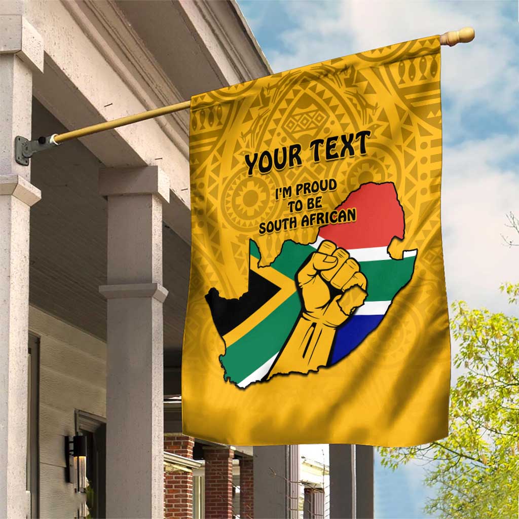 Personalised South Africa Garden Flag African Pattern Happy Freedom Day Yellow Version LT14