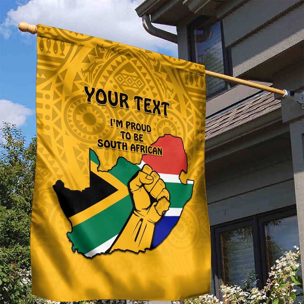 Personalised South Africa Garden Flag African Pattern Happy Freedom Day Yellow Version LT14