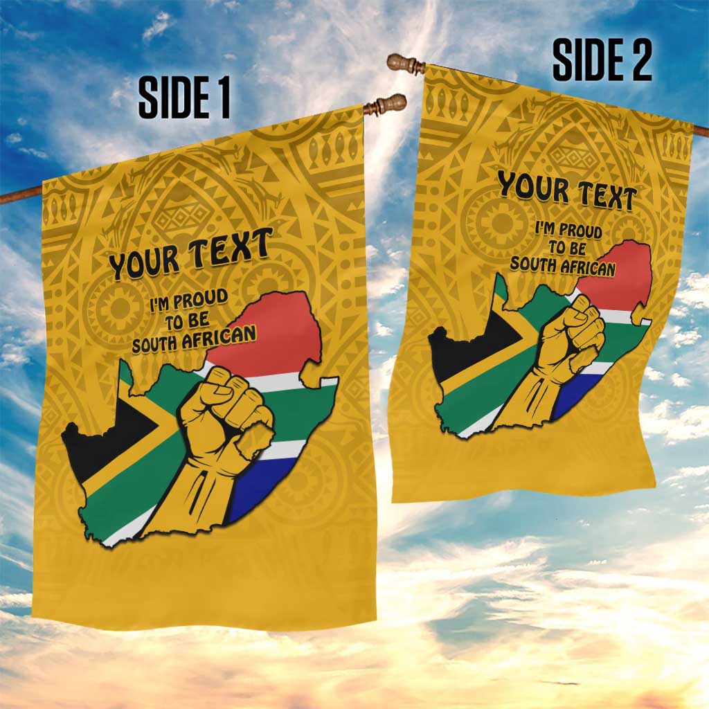 Personalised South Africa Garden Flag African Pattern Happy Freedom Day Yellow Version LT14