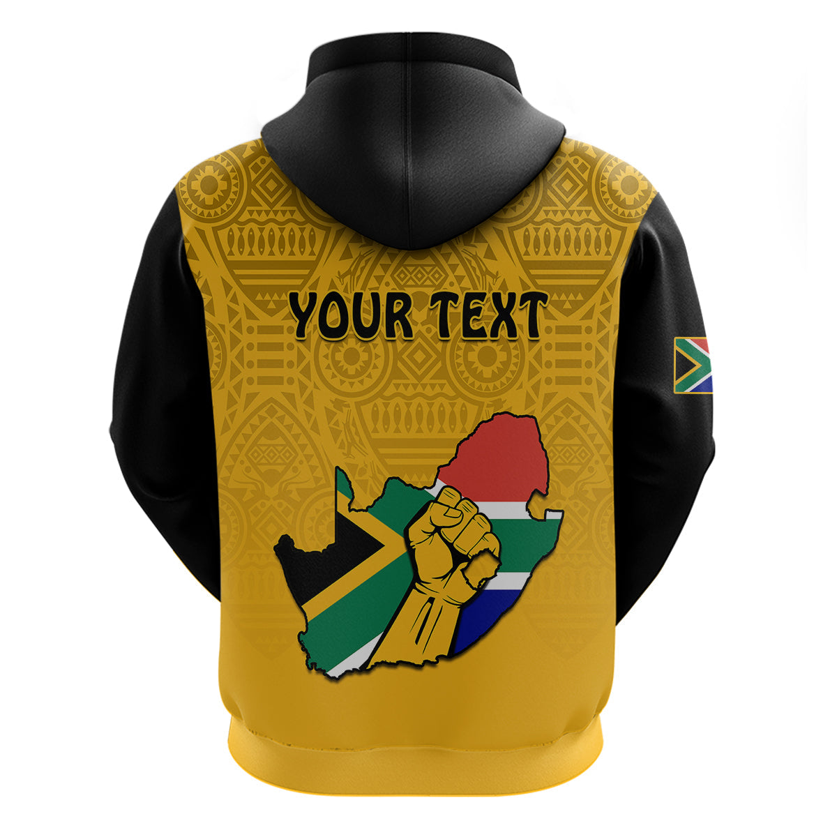 Custom South Africa Hoodie African Pattern Happy Freedom Day Yellow Version LT14
