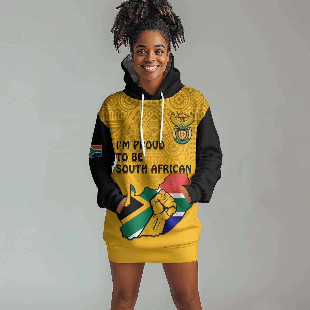Personalised South Africa Hoodie Dress African Pattern Happy Freedom Day Yellow Version LT14