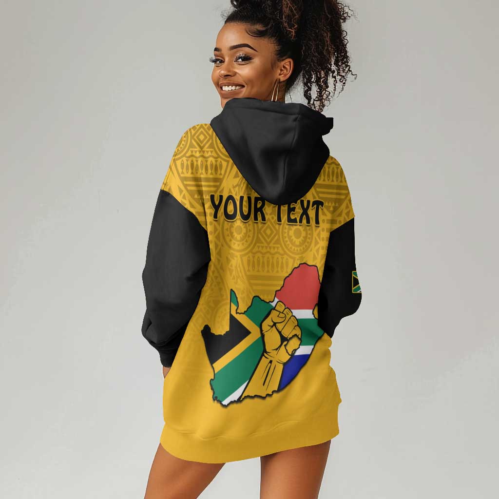 Personalised South Africa Hoodie Dress African Pattern Happy Freedom Day Yellow Version LT14