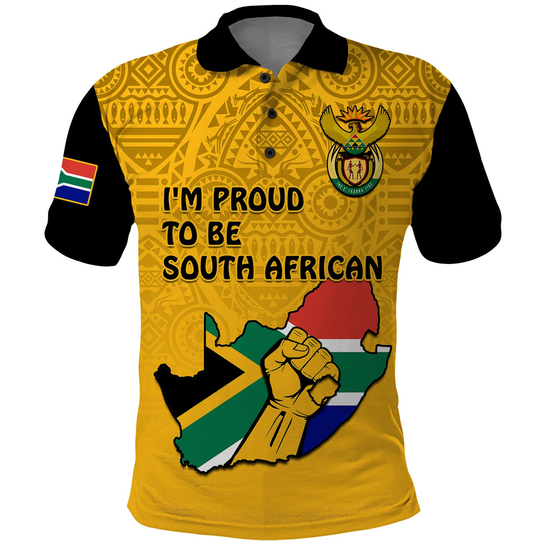 Custom South Africa Polo Shirt African Pattern Happy Freedom Day Yellow Version LT14
