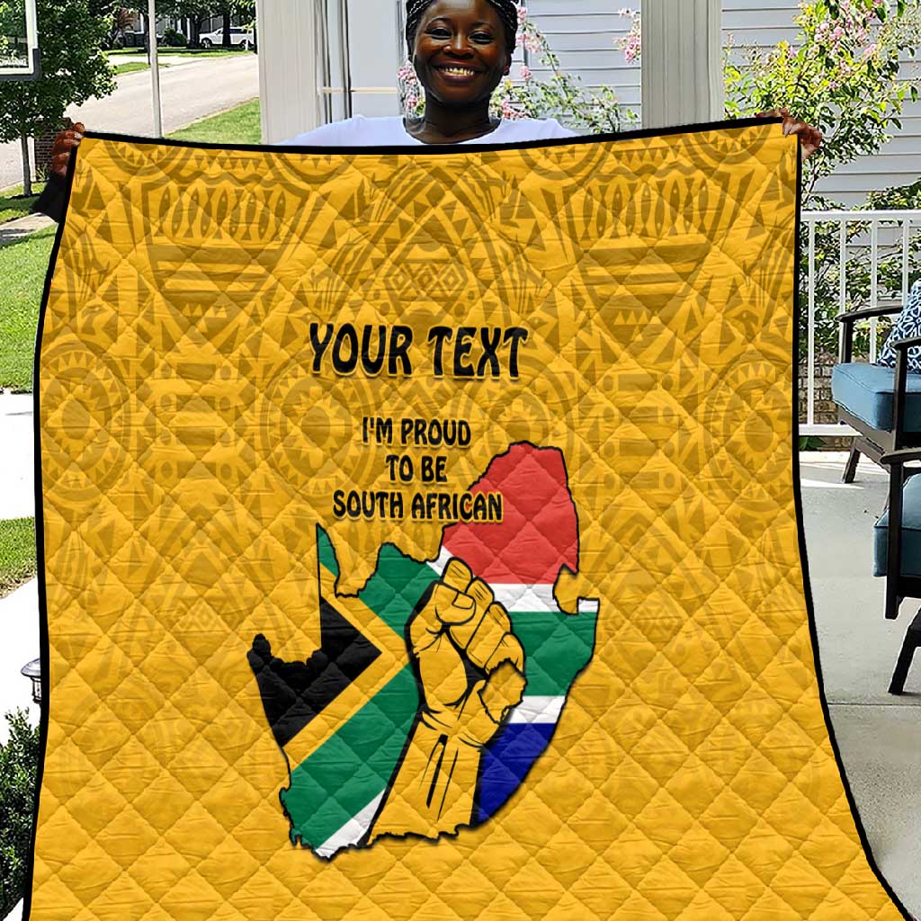Personalised South Africa Quilt African Pattern Happy Freedom Day Yellow Version LT14
