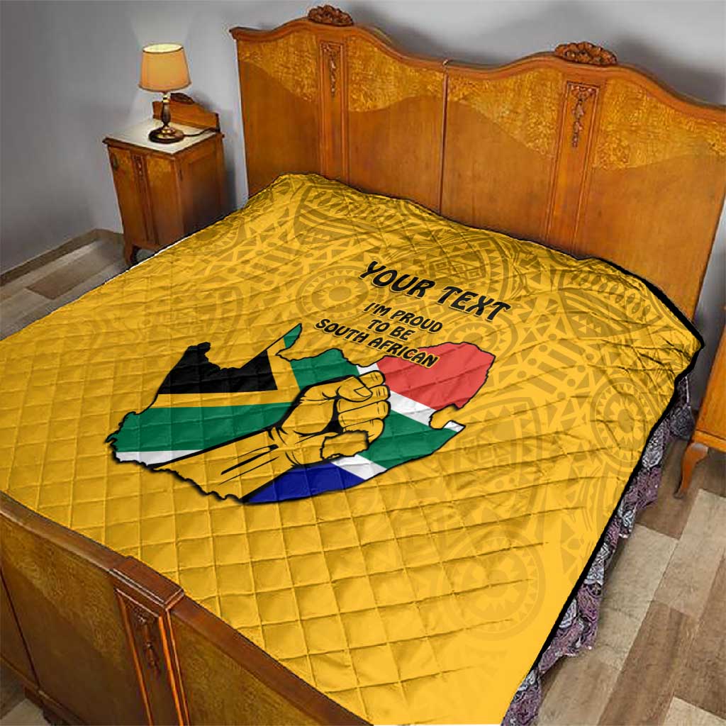 Personalised South Africa Quilt African Pattern Happy Freedom Day Yellow Version LT14