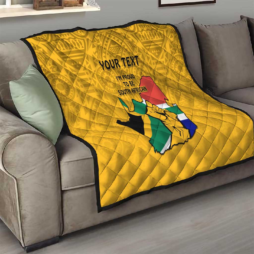 Personalised South Africa Quilt African Pattern Happy Freedom Day Yellow Version LT14