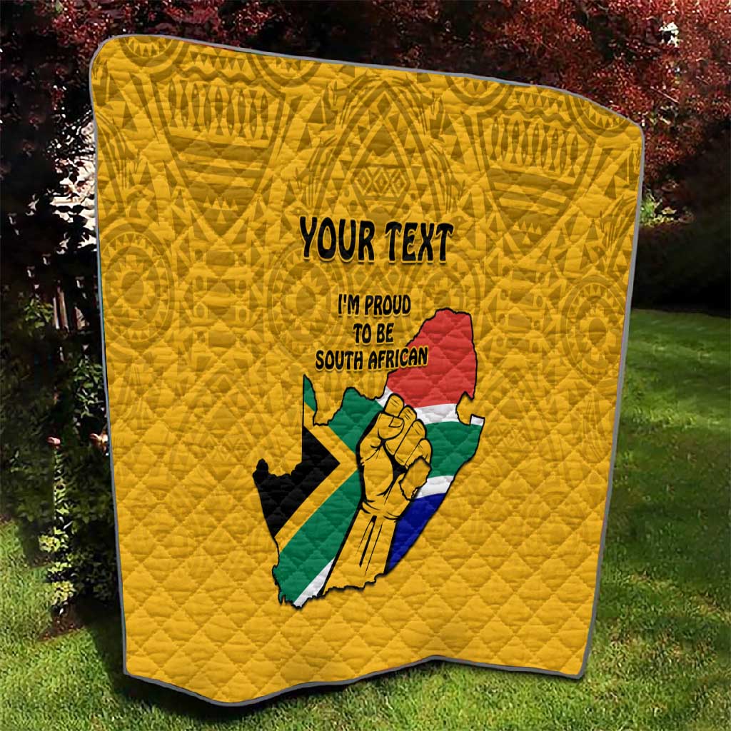 Personalised South Africa Quilt African Pattern Happy Freedom Day Yellow Version LT14