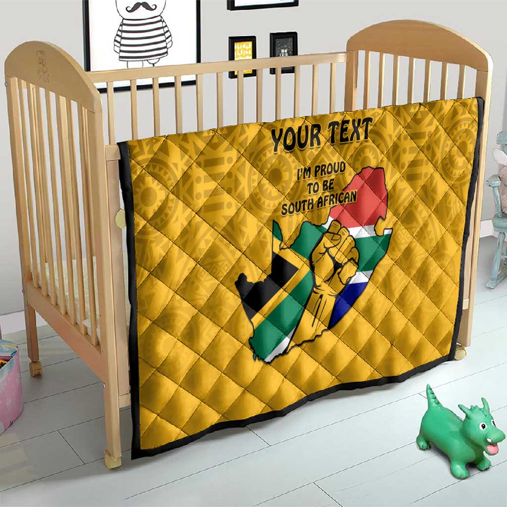 Personalised South Africa Quilt African Pattern Happy Freedom Day Yellow Version LT14