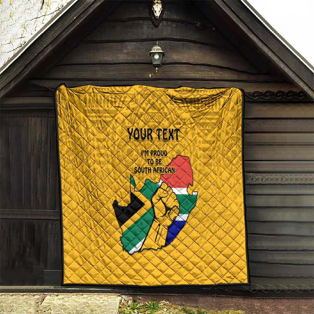 Personalised South Africa Quilt African Pattern Happy Freedom Day Yellow Version LT14