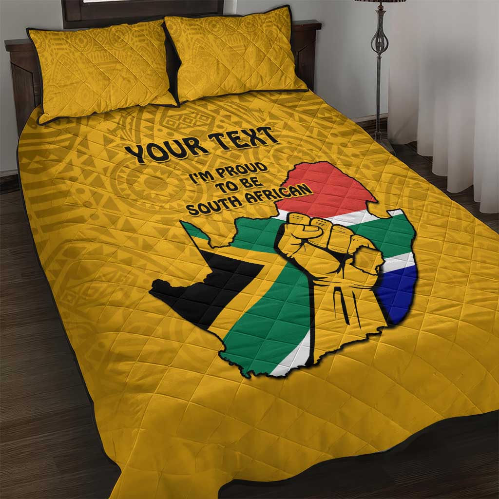 Personalised South Africa Quilt Bed Set African Pattern Happy Freedom Day Yellow Version LT14