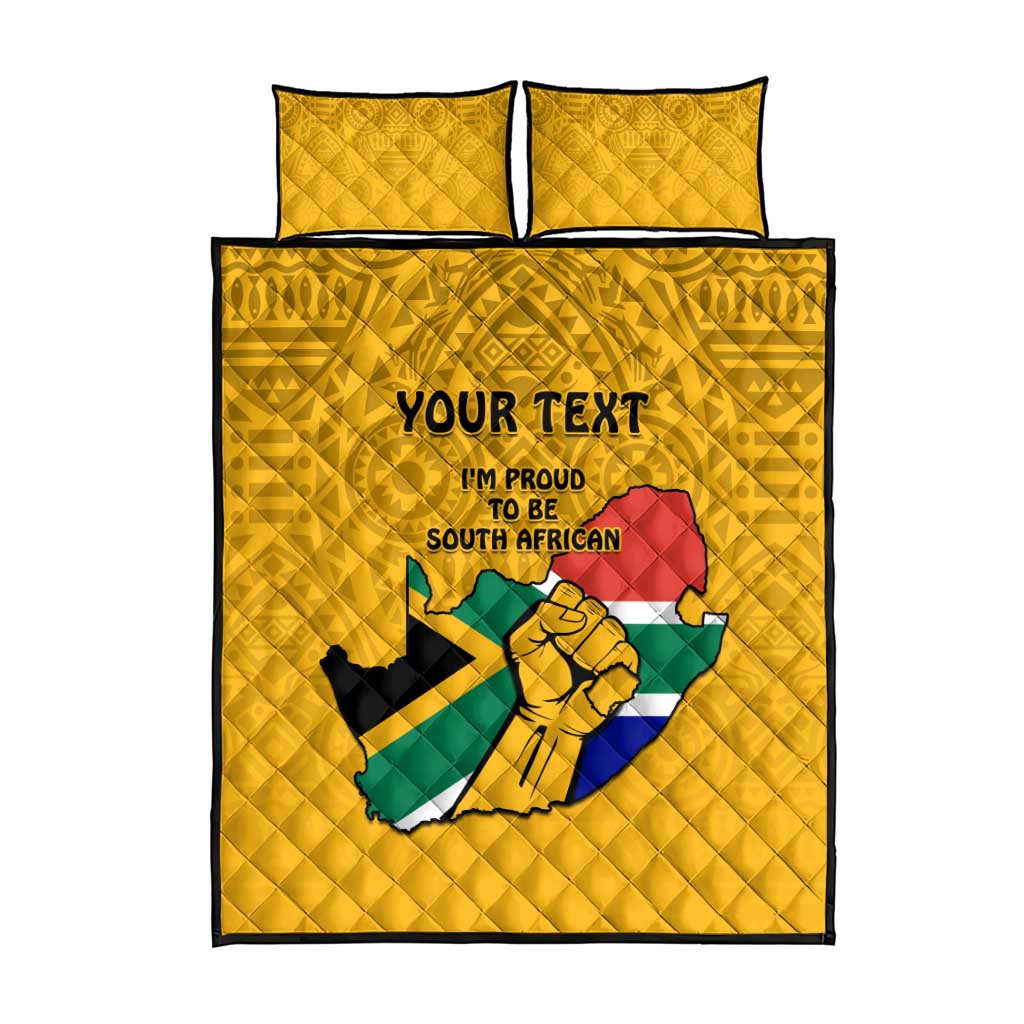 Personalised South Africa Quilt Bed Set African Pattern Happy Freedom Day Yellow Version LT14
