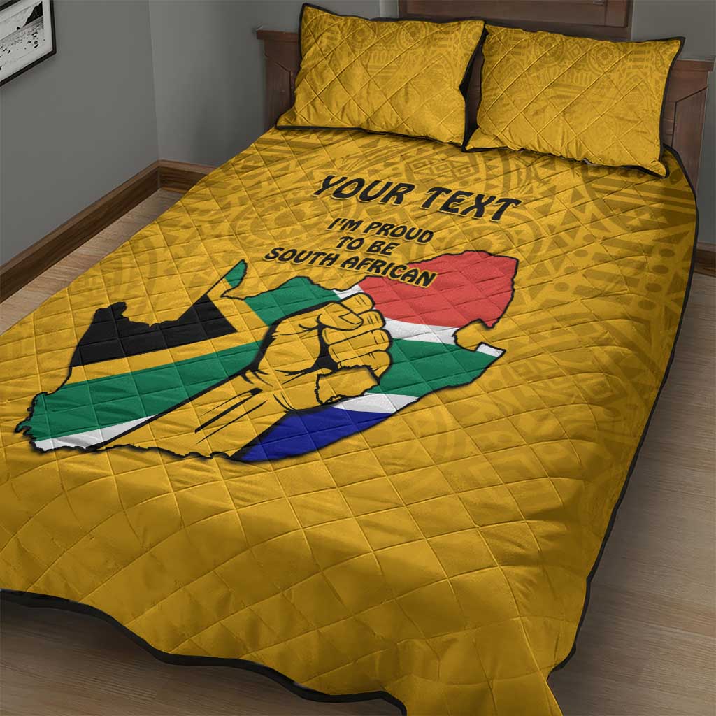 Personalised South Africa Quilt Bed Set African Pattern Happy Freedom Day Yellow Version LT14
