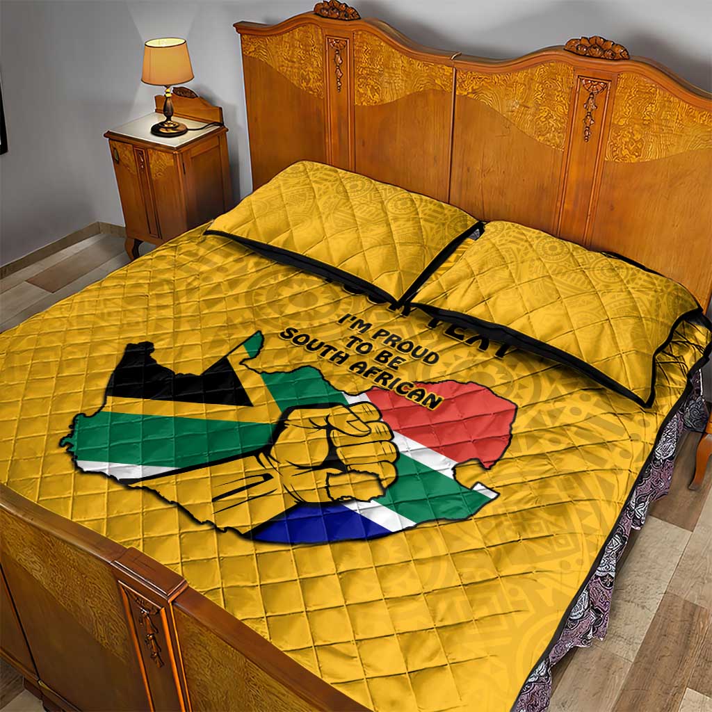 Personalised South Africa Quilt Bed Set African Pattern Happy Freedom Day Yellow Version LT14