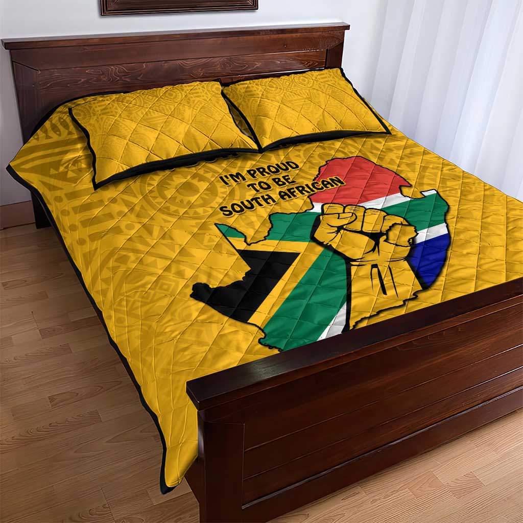 Personalised South Africa Quilt Bed Set African Pattern Happy Freedom Day Yellow Version LT14