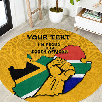 Personalised South Africa Round Carpet African Pattern Happy Freedom Day Yellow Version LT14