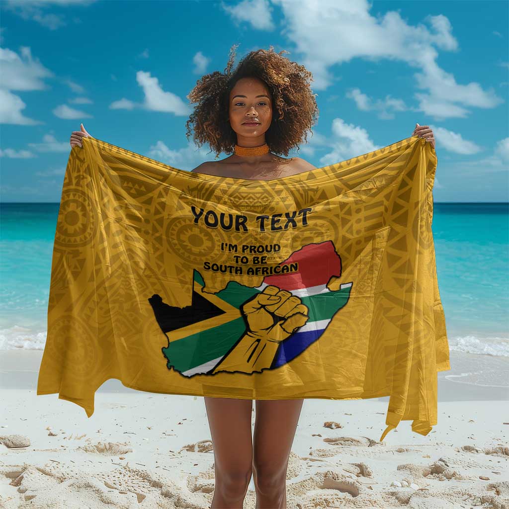 Personalised South Africa Sarong African Pattern Happy Freedom Day Yellow Version LT14