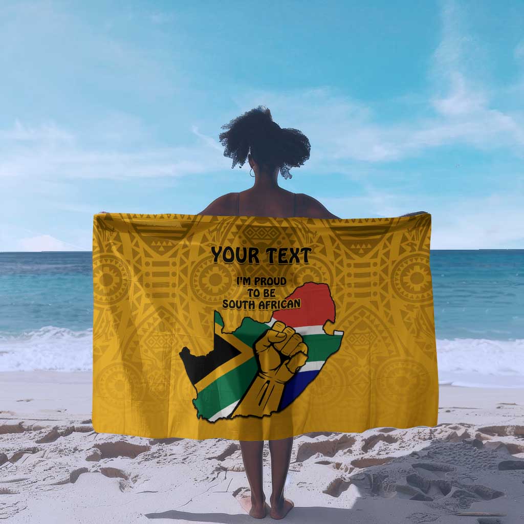 Personalised South Africa Sarong African Pattern Happy Freedom Day Yellow Version LT14