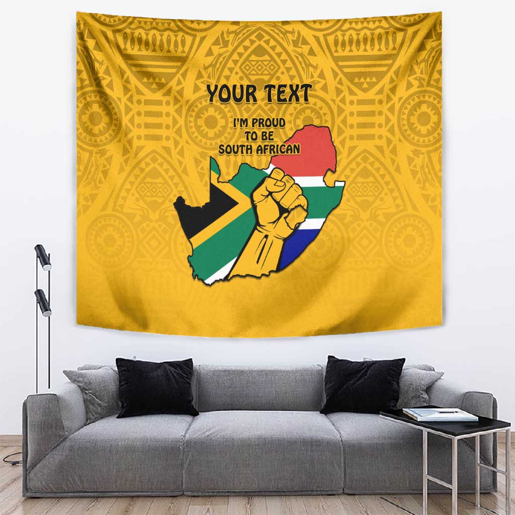 Personalised South Africa Tapestry African Pattern Happy Freedom Day Yellow Version LT14