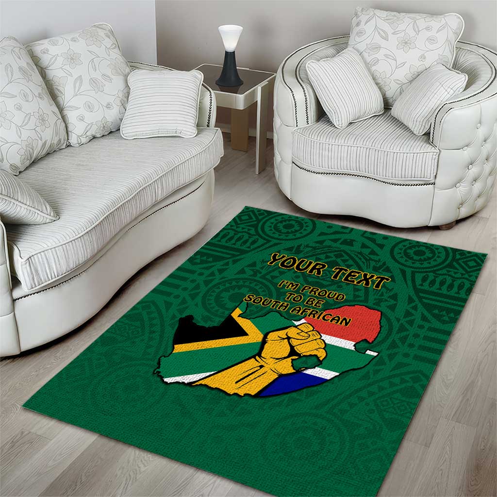 Personalised South Africa Area Rug African Pattern Happy Freedom Day Green Version LT14
