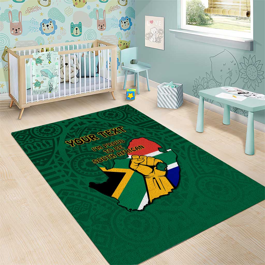Personalised South Africa Area Rug African Pattern Happy Freedom Day Green Version LT14