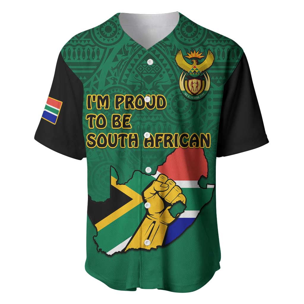 Personalised South Africa Baseball Jersey African Pattern Happy Freedom Day Green Version LT14