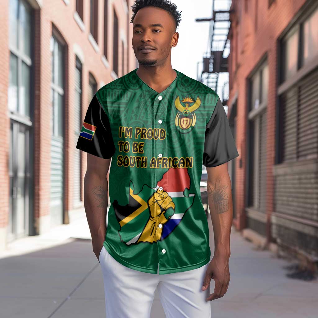 Personalised South Africa Baseball Jersey African Pattern Happy Freedom Day Green Version LT14