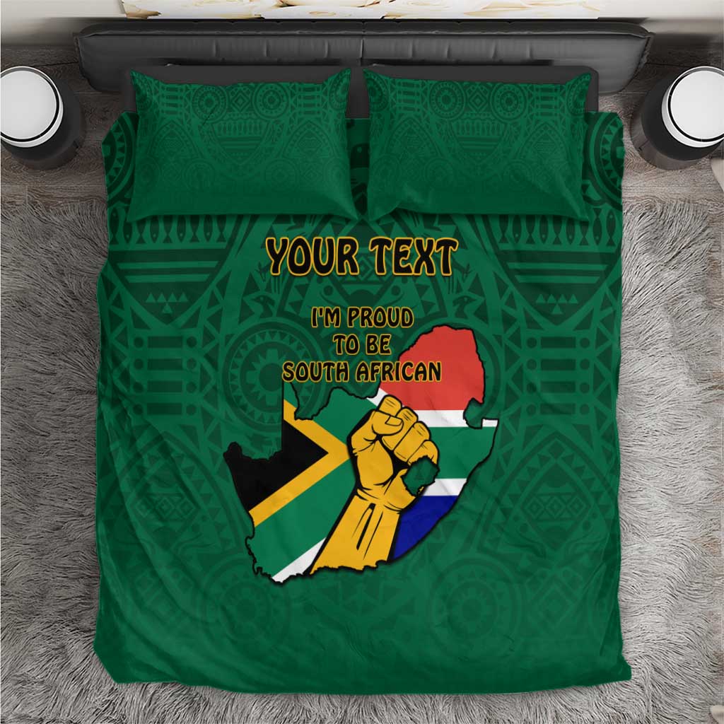 Personalised South Africa Bedding Set African Pattern Happy Freedom Day Green Version LT14