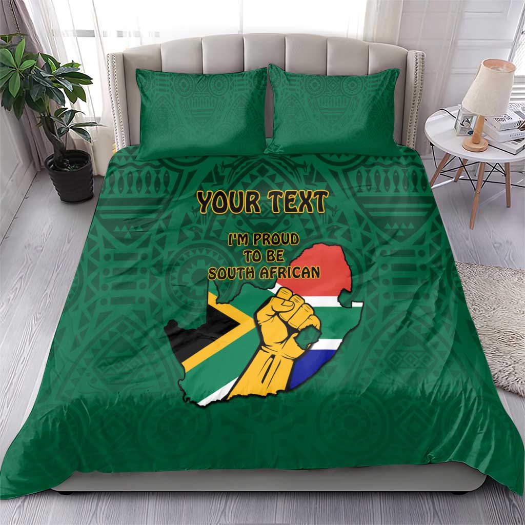 Personalised South Africa Bedding Set African Pattern Happy Freedom Day Green Version LT14