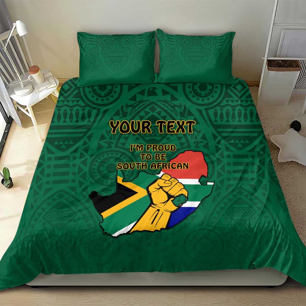Personalised South Africa Bedding Set African Pattern Happy Freedom Day Green Version LT14
