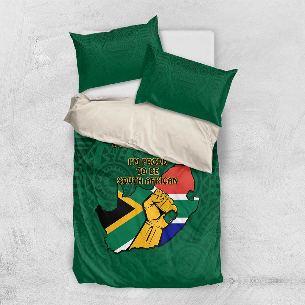 Personalised South Africa Bedding Set African Pattern Happy Freedom Day Green Version LT14