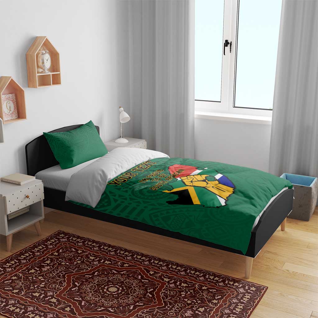Personalised South Africa Bedding Set African Pattern Happy Freedom Day Green Version LT14