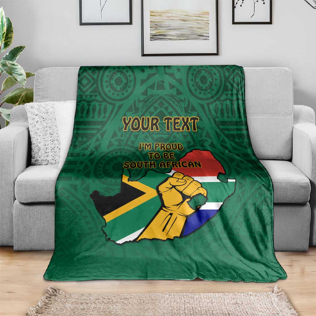 Personalised South Africa Blanket African Pattern Happy Freedom Day Green Version LT14