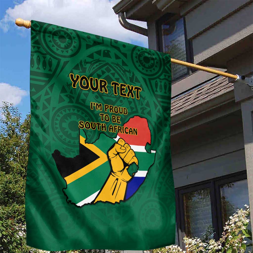 Personalised South Africa Garden Flag African Pattern Happy Freedom Day Green Version LT14