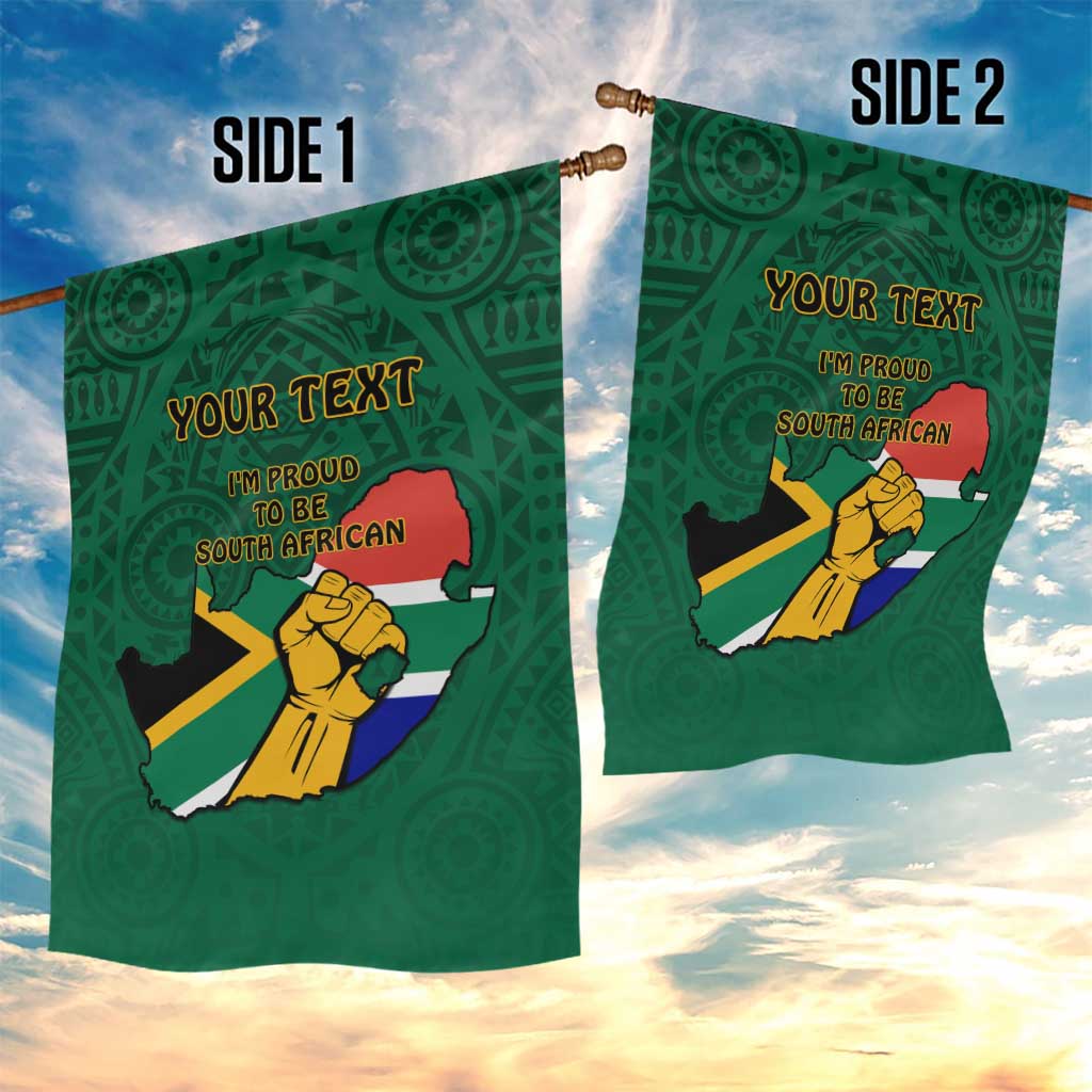 Personalised South Africa Garden Flag African Pattern Happy Freedom Day Green Version LT14