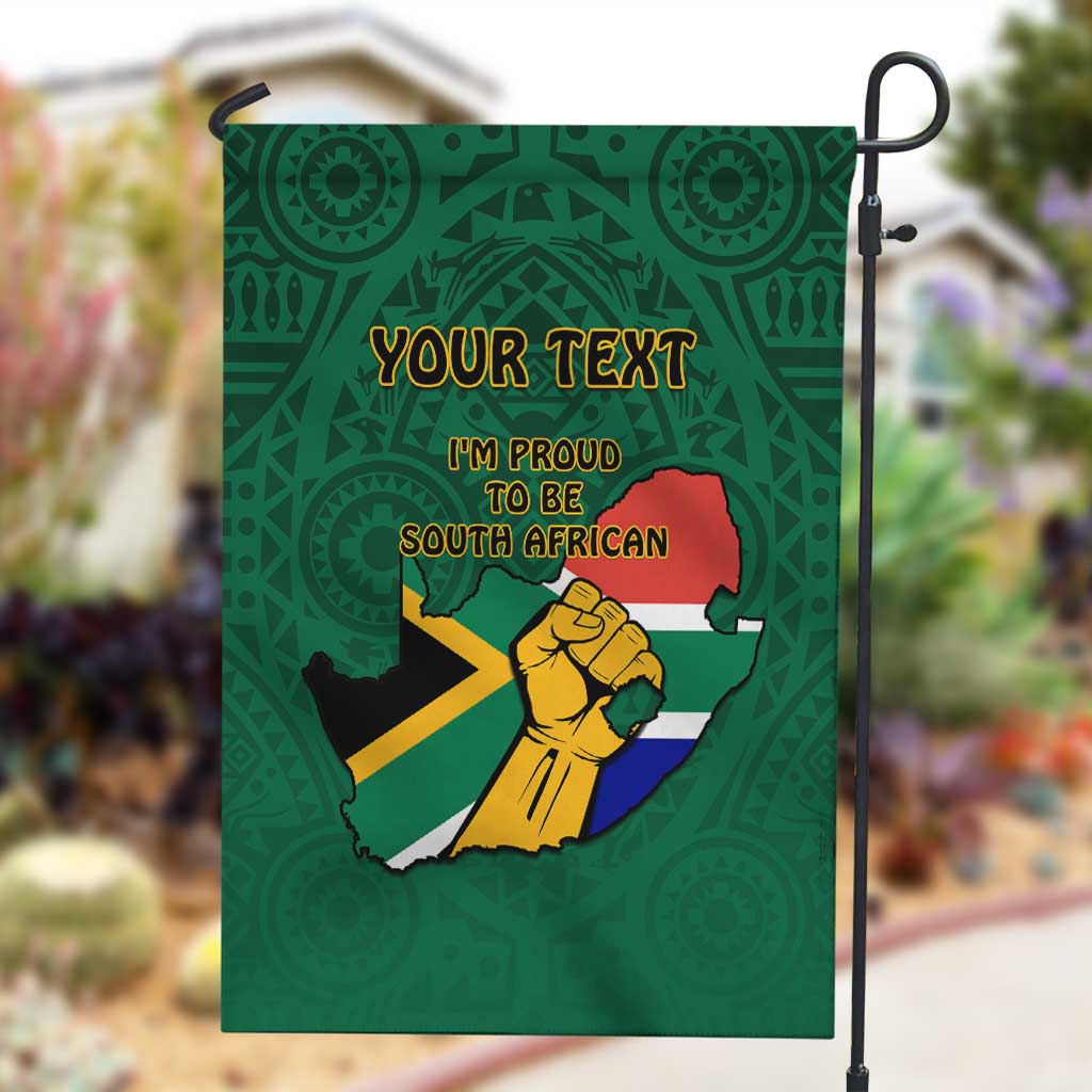 Personalised South Africa Garden Flag African Pattern Happy Freedom Day Green Version LT14