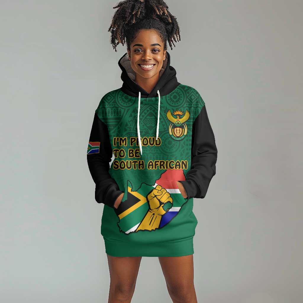 Personalised South Africa Hoodie Dress African Pattern Happy Freedom Day Green Version LT14
