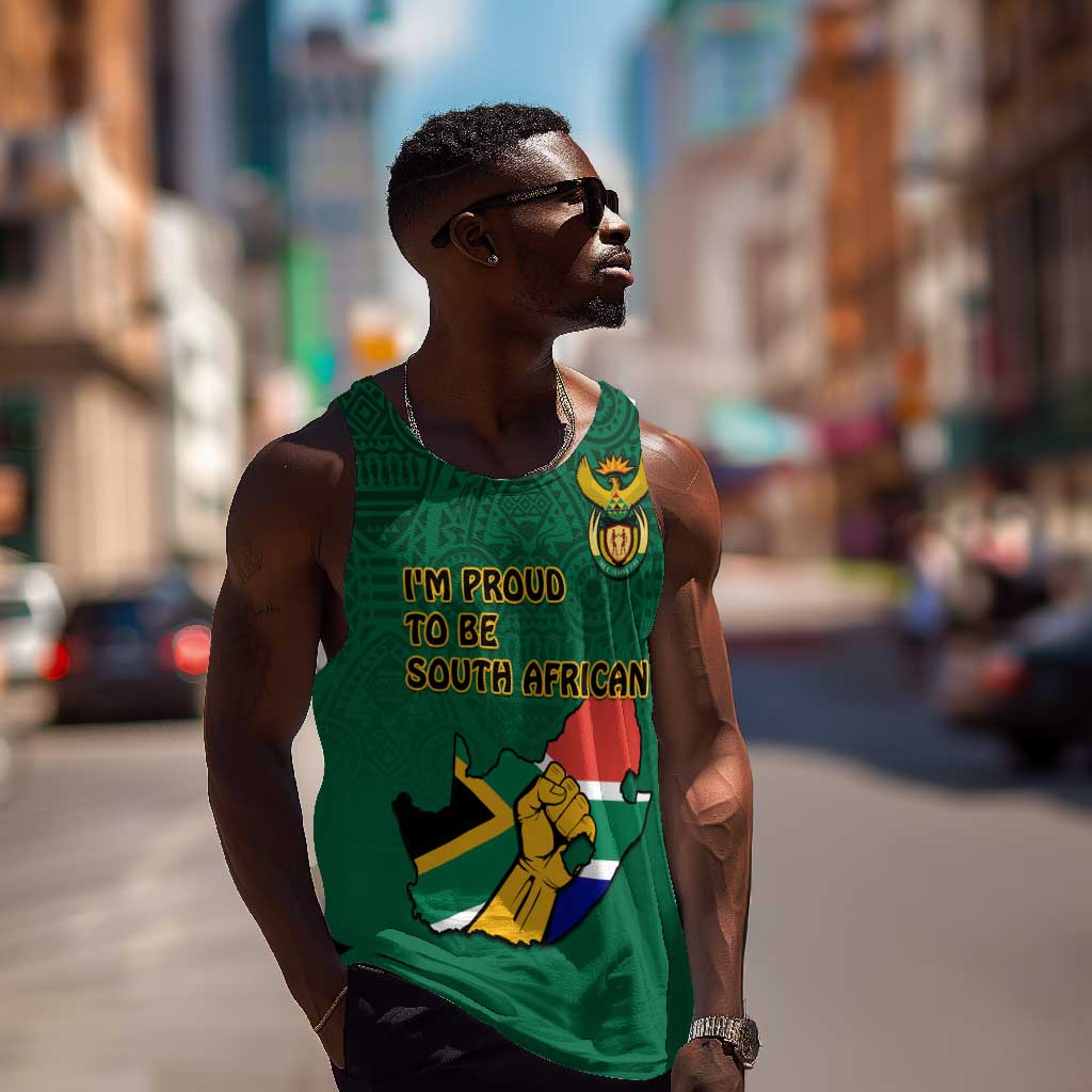 Personalised South Africa Men Tank Top African Pattern Happy Freedom Day Green Version LT14