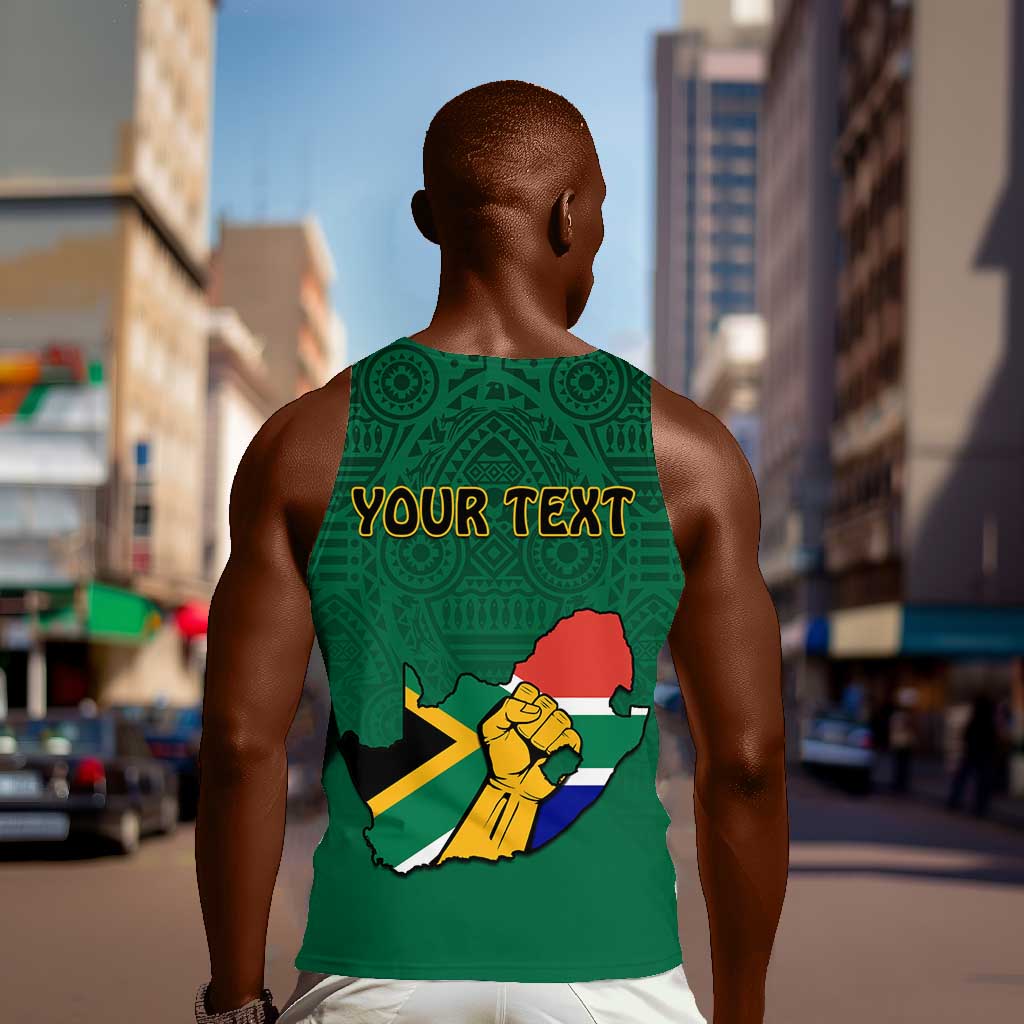 Personalised South Africa Men Tank Top African Pattern Happy Freedom Day Green Version LT14