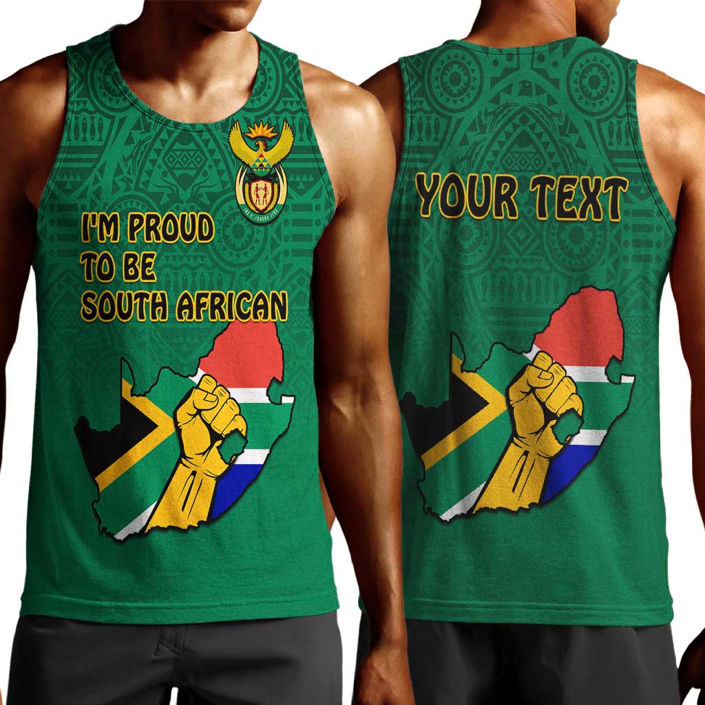 Personalised South Africa Men Tank Top African Pattern Happy Freedom Day Green Version LT14