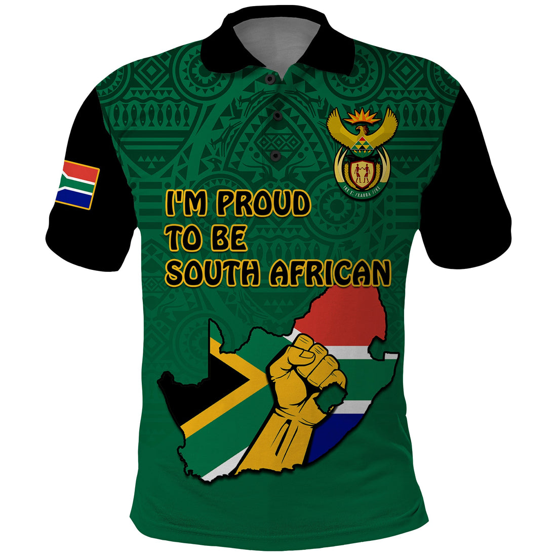 Custom South Africa Polo Shirt African Pattern Happy Freedom Day Green Version LT14