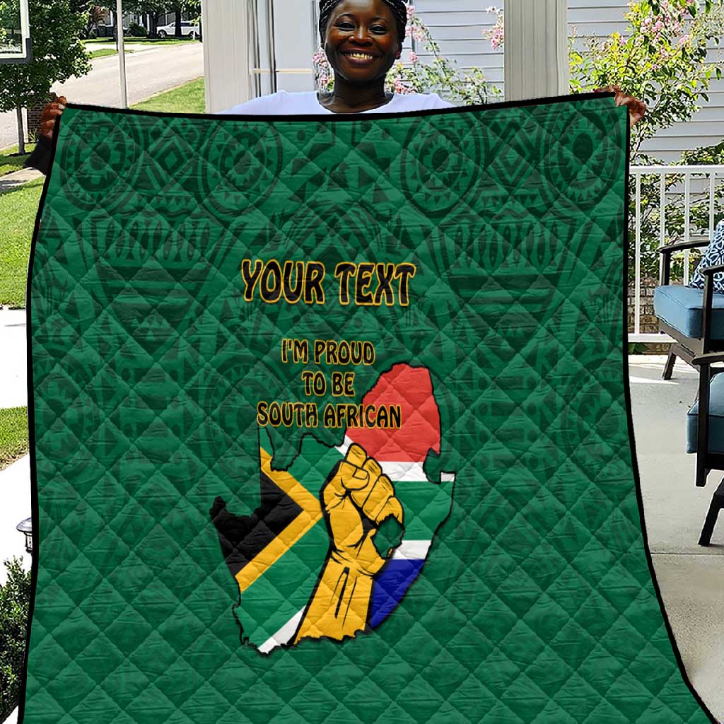 Personalised South Africa Quilt African Pattern Happy Freedom Day Green Version LT14