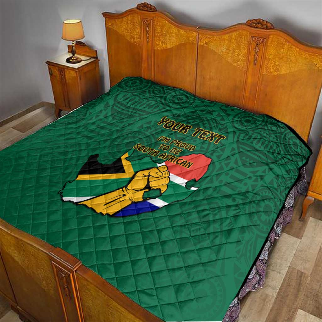 Personalised South Africa Quilt African Pattern Happy Freedom Day Green Version LT14