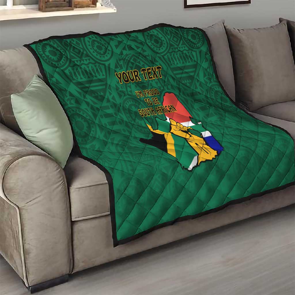 Personalised South Africa Quilt African Pattern Happy Freedom Day Green Version LT14