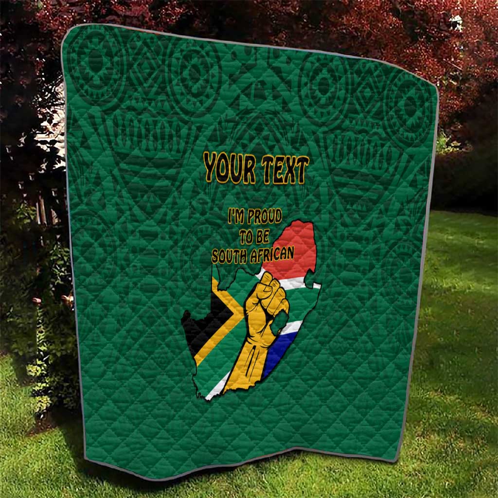 Personalised South Africa Quilt African Pattern Happy Freedom Day Green Version LT14
