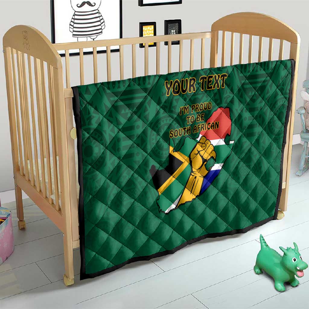 Personalised South Africa Quilt African Pattern Happy Freedom Day Green Version LT14