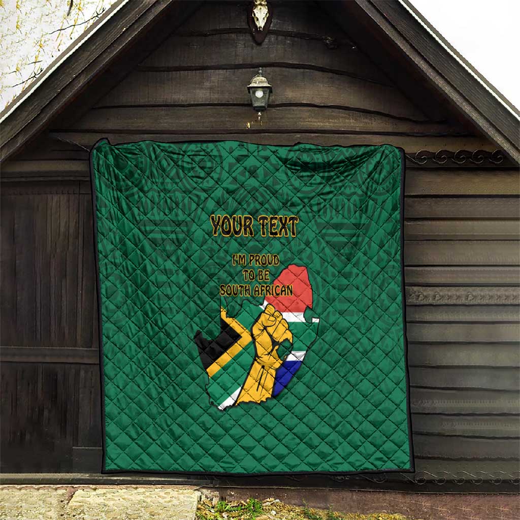 Personalised South Africa Quilt African Pattern Happy Freedom Day Green Version LT14