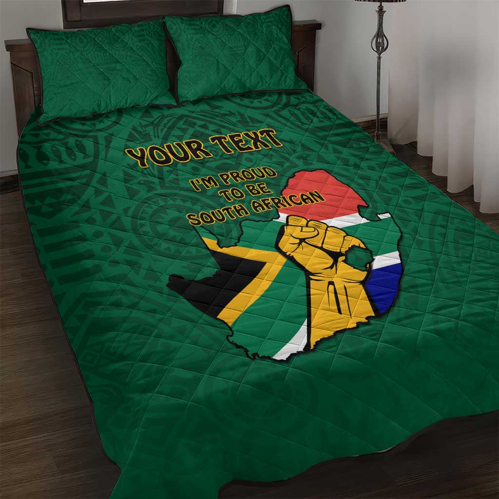 Personalised South Africa Quilt Bed Set African Pattern Happy Freedom Day Green Version LT14