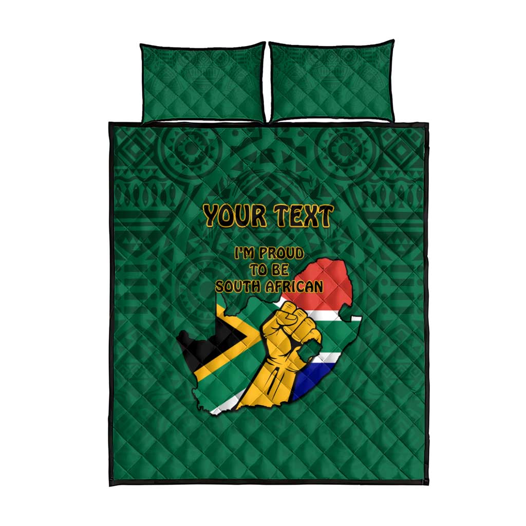 Personalised South Africa Quilt Bed Set African Pattern Happy Freedom Day Green Version LT14
