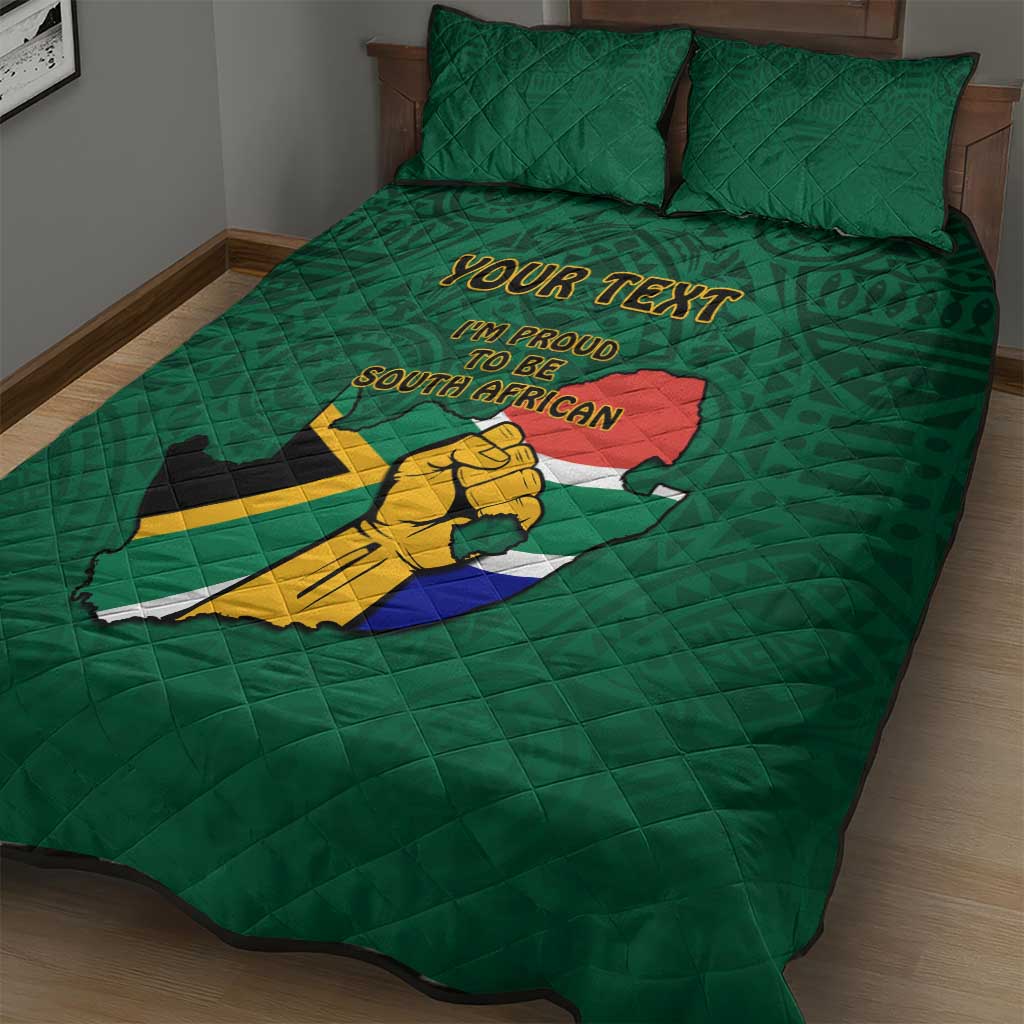 Personalised South Africa Quilt Bed Set African Pattern Happy Freedom Day Green Version LT14