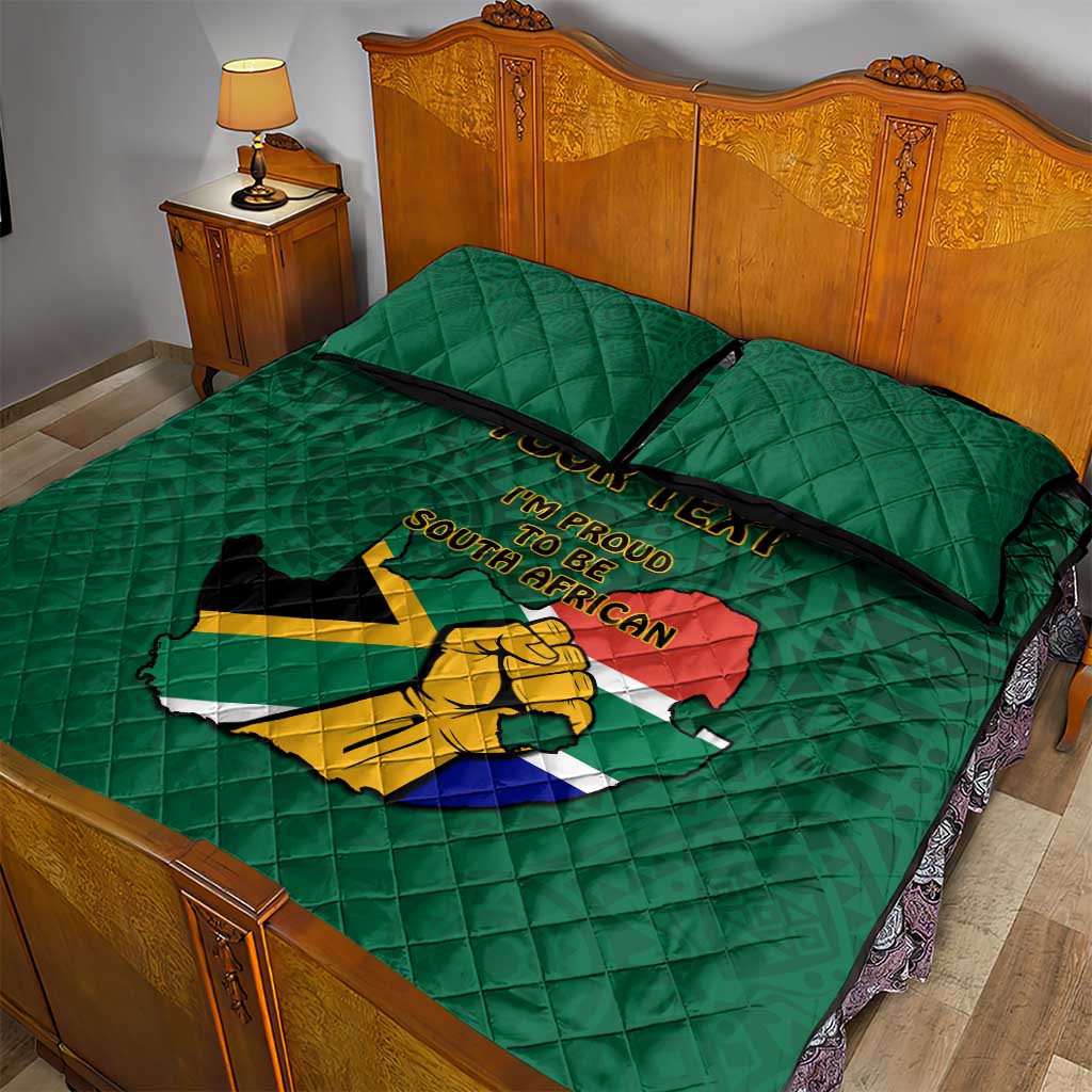 Personalised South Africa Quilt Bed Set African Pattern Happy Freedom Day Green Version LT14